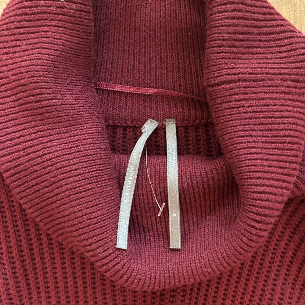 Anthropologie Carlotta turtleneck sweater dress in a burgundy color. S - Picture 5 of 5